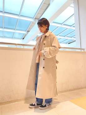 「ケープコート」｜「アイテム（トレンチコート）」を使った、Hikaruさん（レディース・157cm）の冬コーディネート