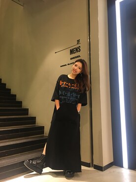 「DIESEL OSAKA」｜「アイテム（ブーツ）」を使った、yuka haradaさん（レディース・155cm）の夏コーディネート