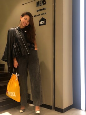 「DIESEL OSAKA」｜「アイテム（ライダースジャケット）」を使った、yuka haradaさん（レディース・155cm）の夏コーディネート