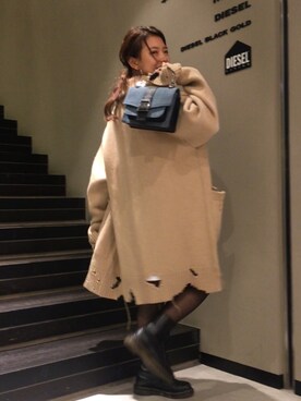 「DIESEL OSAKA」｜「アイテム（ブーツ）」を使った、yuka haradaさん（レディース・155cm）の秋コーディネート