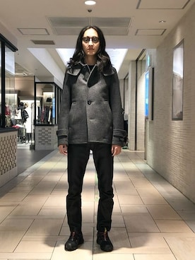 「BEAMS LIGHTS（ビームスライツ）のアイテム（ピーコート）」を使った、BEAMS LIGHTS Mensさん（メンズ・170cm）の冬コーディネート
