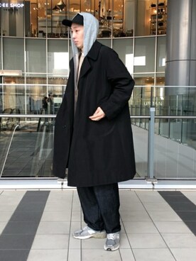 「BEAMS LIGHTS（ビームスライツ）のアイテム（ステンカラーコート）」を使った、BEAMS LIGHTS Mensさん（メンズ・182cm）の冬コーディネート
