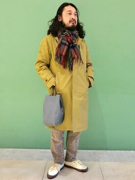 「BEAMS LIGHTS（ビームスライツ）のアイテム（ステンカラーコート）」を使った、BEAMS LIGHTS Mensさん（メンズ・169cm）の冬コーディネート