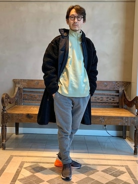 「BEAMS LIGHTS（ビームスライツ）のアイテム（ステンカラーコート）」を使った、BEAMS LIGHTS Mensさん（メンズ・172cm）の冬コーディネート