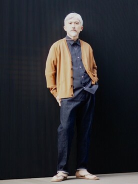 メンズのカーディガン ボレロ イエロー 黄色系 コーディネート Zozotown