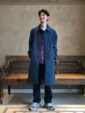 「BEAMS LIGHTS（ビームスライツ）のアイテム（ステンカラーコート）」を使った、BEAMS LIGHTS Mensさん（メンズ・188cm）の冬コーディネート