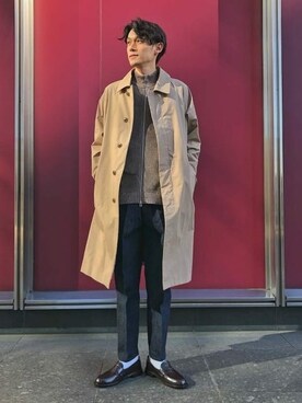「BEAMS LIGHTS（ビームスライツ）のアイテム（ステンカラーコート）」を使った、BEAMS LIGHTS Mensさん（メンズ・185cm）の冬コーディネート