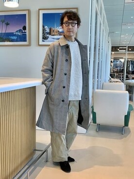 「BEAMS LIGHTS（ビームスライツ）のアイテム（ステンカラーコート）」を使った、BEAMS LIGHTS Mensさん（メンズ・172cm）の冬コーディネート