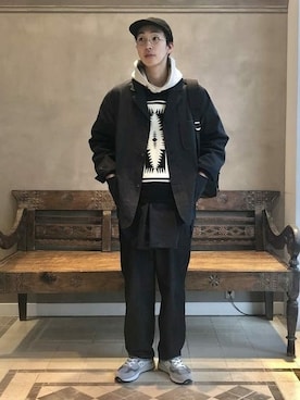 「PENDLETON（ペンドルトン）のアイテム（ベスト）」を使った、BEAMS LIGHTS Mensさん（メンズ・182cm）の冬コーディネート
