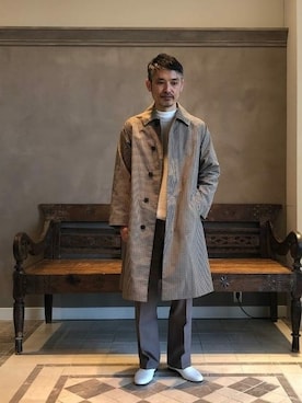 「BEAMS LIGHTS（ビームスライツ）のアイテム（ステンカラーコート）」を使った、BEAMS LIGHTS Mensさん（メンズ・176cm）の冬コーディネート