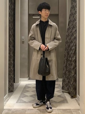 「BEAMS LIGHTS（ビームスライツ）のアイテム（ステンカラーコート）」を使った、BEAMS LIGHTS Mensさん（メンズ・174cm）の春コーディネート