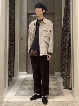 「PENDLETON（ペンドルトン）のアイテム（スラックス）」を使った、BEAMS LIGHTS Mensさん（メンズ・174cm）の春コーディネート