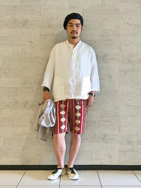 「SUPERGA（スペルガ）のアイテム」を使った、BEAMS LIGHTS Mensさん（メンズ・176cm）の夏コーディネート