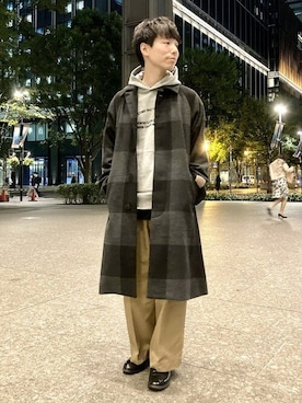 「BEAMS LIGHTS」｜「アイテム（ステンカラーコート）」を使った、BEAMS LIGHTS Mensさん（メンズ・171cm）の秋コーディネート