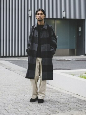 「BEAMS LIGHTS（ビームスライツ）のアイテム（ステンカラーコート）」を使った、BEAMS LIGHTS Mensさん（メンズ・181cm）の秋コーディネート