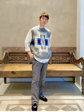 「PENDLETON（ペンドルトン）のアイテム（ベスト）」を使った、BEAMS LIGHTS Mensさん（メンズ・167cm）の春コーディネート