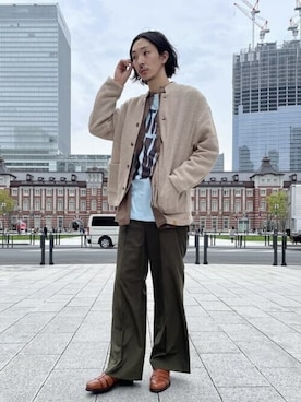 「BEAMS LIGHTS」｜「アイテム（ノーカラージャケット）」を使った、BEAMS LIGHTS Mensさん（メンズ・183cm）の春コーディネート