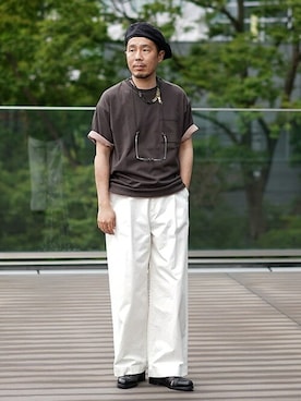「BEAMS LIGHTS」｜「アイテム（ハンチング/ベレー帽）」を使った、BEAMS LIGHTS Mensさん（メンズ・176cm）の春コーディネート