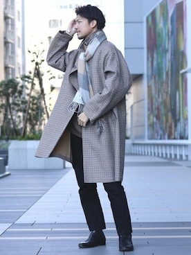 「BEAMS LIGHTS（ビームスライツ）のアイテム（ステンカラーコート）」を使った、BEAMS LIGHTS Mensさん（メンズ・178cm）の冬コーディネート