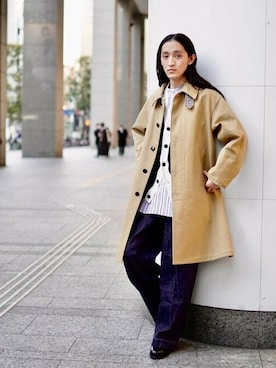 「BEAMS LIGHTS（ビームスライツ）のアイテム（ステンカラーコート）」を使った、BEAMS LIGHTS Mensさん（メンズ・170cm）の冬コーディネート