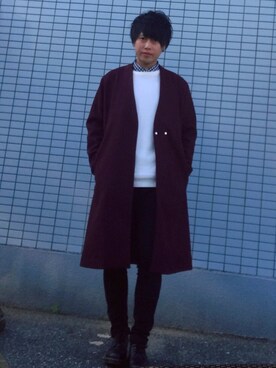 「EMMA CLOTHES（エマクローズ）のアイテム（その他アウター）」を使った、あきらさん（メンズ・171cm）の冬コーディネート