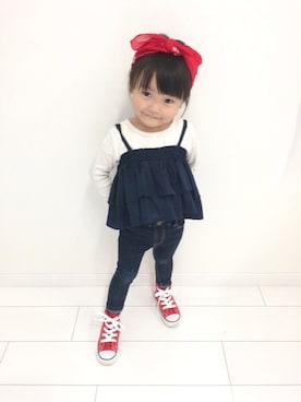 「赤コンバース」｜「アイテム（財布/小物）」を使った、hina☆himaさん（キッズ・90cm）の春コーディネート