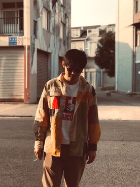 「アイテム（ブルゾン）」を使った、老师死了さん（メンズ・183cm）の春コーディネート
