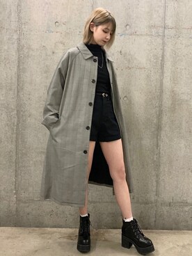 「WEGO（ウィゴー）のアイテム（ステンカラーコート）」を使った、Niziさん（レディース・156cm）の冬コーディネート
