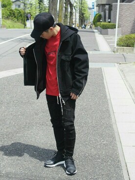 「REPRESENT（リプレゼント）のアイテム（ジャケット/アウター）」を使った、YOSHIMIさん（メンズ・165cm）の春コーディネート