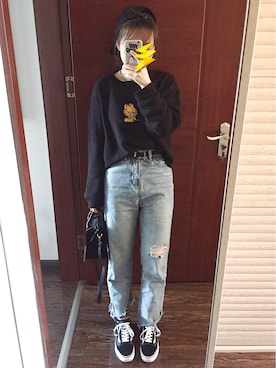 「RCWB（アールシーダブリュービー）のアイテム（トップス）」を使った、mcxhedさん（レディース・160cm）の春コーディネート