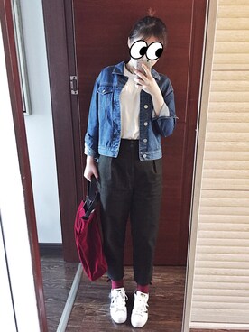 「RCWB（アールシーダブリュービー）のアイテム（トップス）」を使った、mcxhedさん（レディース・160cm）の春コーディネート