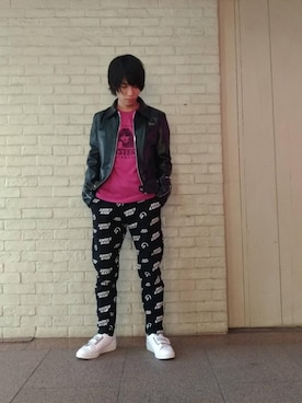 「WEAR」｜「アイテム（ライダースジャケット）」を使った、百井 涼太さん（メンズ・171cm）の冬コーディネート