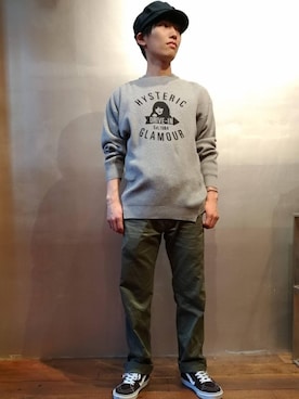 「スエット」｜「アイテム（キャスケット）」を使った、百井 涼太さん（メンズ・171cm）の春コーディネート