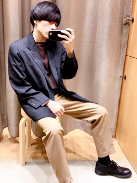 「CLANE（クラネ）のアイテム（スラックス）」を使った、つばささん（メンズ・165cm）の春コーディネート