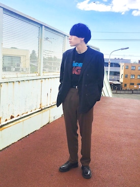 「ALLEGE（アレッジ）のアイテム（ジャケット/アウター）」を使った、つばささん（メンズ・165cm）の春コーディネート