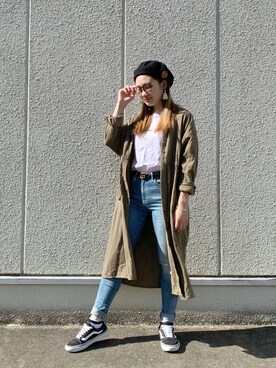「moussy」｜「アイテム（ハンチング/ベレー帽）」を使った、MIREIさん（レディース・152cm）の秋コーディネート