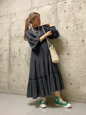 「アイテム（バッグ、ホワイト系）」を使った、ツンさん（レディース・159cm）の春コーディネート