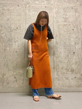 「KBF（ケイビーエフ）のバケットミニBAG（ショルダーバッグ）」を使った、ツンさん（レディース・159cm）の春コーディネート