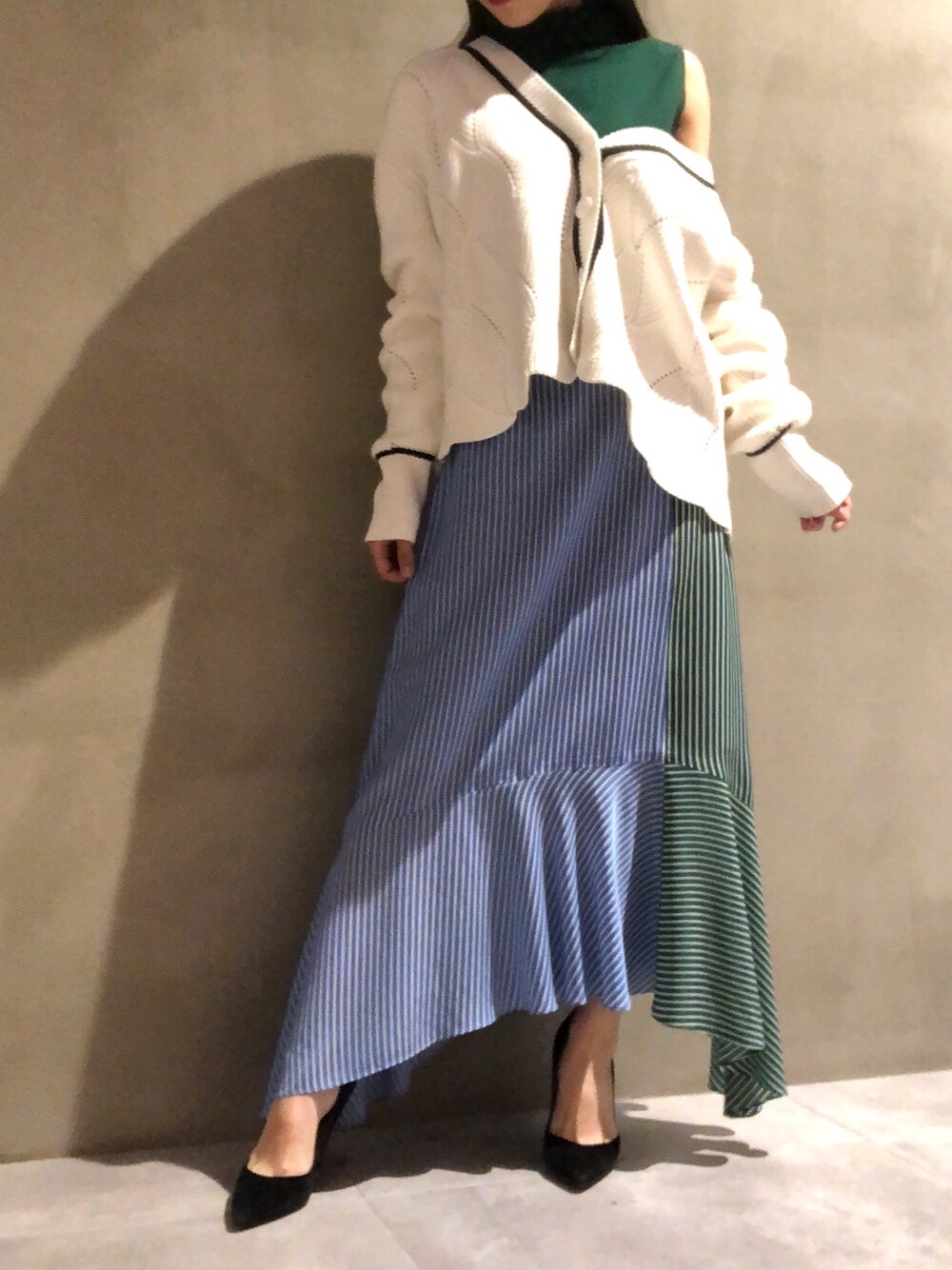 【2018Ｓ/Ｓ新作】ルシェルブルー 34 カラーミックスストライプスカート