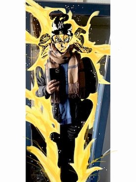 「MCM（エムシーエム）のアイテム（ダウンジャケット/コート）」を使った、フェイさん（メンズ・178cm）の秋コーディネート