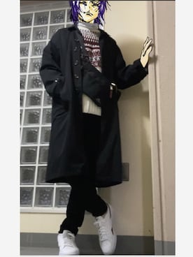 「kutir（クティール）のアイテム（ステンカラーコート）」を使った、フェイさん（メンズ・178cm）の秋コーディネート