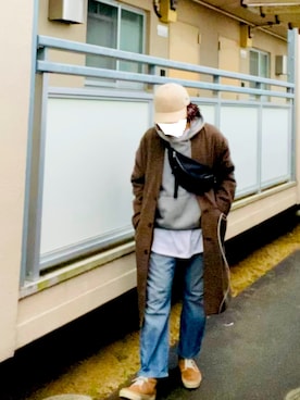 「T&C（タウン＆カントリー）のアイテム」を使った、フェイさん（メンズ・178cm）の冬コーディネート