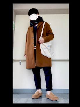 「SENSE OF PLACE by URBAN RESEARCH（センスオブプレイスバイアーバンリサーチ）のアイテム（チェスターコート）」を使った、フェイさん（メンズ・178cm）の冬コーディネート