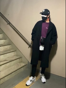 「MONKEY TIME（モンキータイム）のアイテム（チェスターコート）」を使った、フェイさん（メンズ・178cm）の冬コーディネート