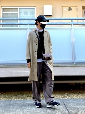 「BEAMS LIGHTS（ビームスライツ）のアイテム（ステンカラーコート）」を使った、フェイさん（メンズ・178cm）の春コーディネート