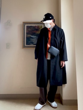 「Lui's（ルイス）のアイテム（ステンカラーコート）」を使った、フェイさん（メンズ・178cm）の春コーディネート
