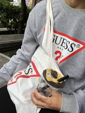 「Guess（ゲス）のアイテム（バッグ）」を使った、じもみんさん（メンズ・172cm）の冬コーディネート
