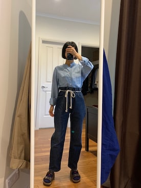 「Levi’s MADE＆CRAFTED（リーバイスメードアンドクラフテッド）のアイテム」を使った、Echo Zhaoさん（レディース・153cm）の冬コーディネート