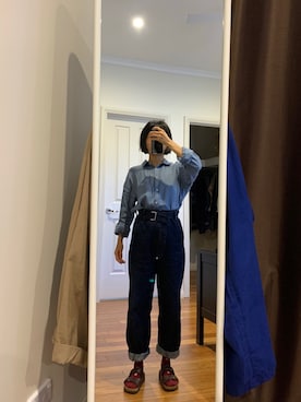 「Levi’s MADE＆CRAFTED（リーバイスメードアンドクラフテッド）のアイテム」を使った、Echo Zhaoさん（レディース・153cm）の冬コーディネート