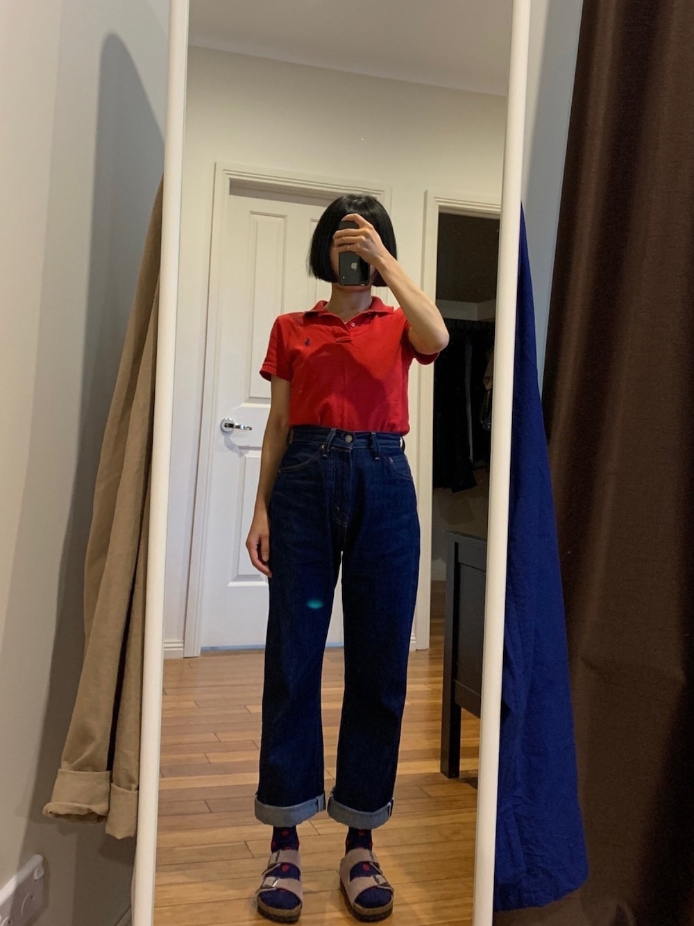 「ootd、古着、Levi’s 701、701」｜「LEVI'S VINTAGE CLOTHINGのアイテム（デニムパンツ、ブルー系）」を使った、Echo Zhaoさん（レディース・153cm）の冬コーディネートの1枚目の写真
